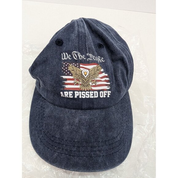 We The People Are Pissed Off Men Navy Blue Adjustable Strap Back Cap Hat - Picture 2 of 6